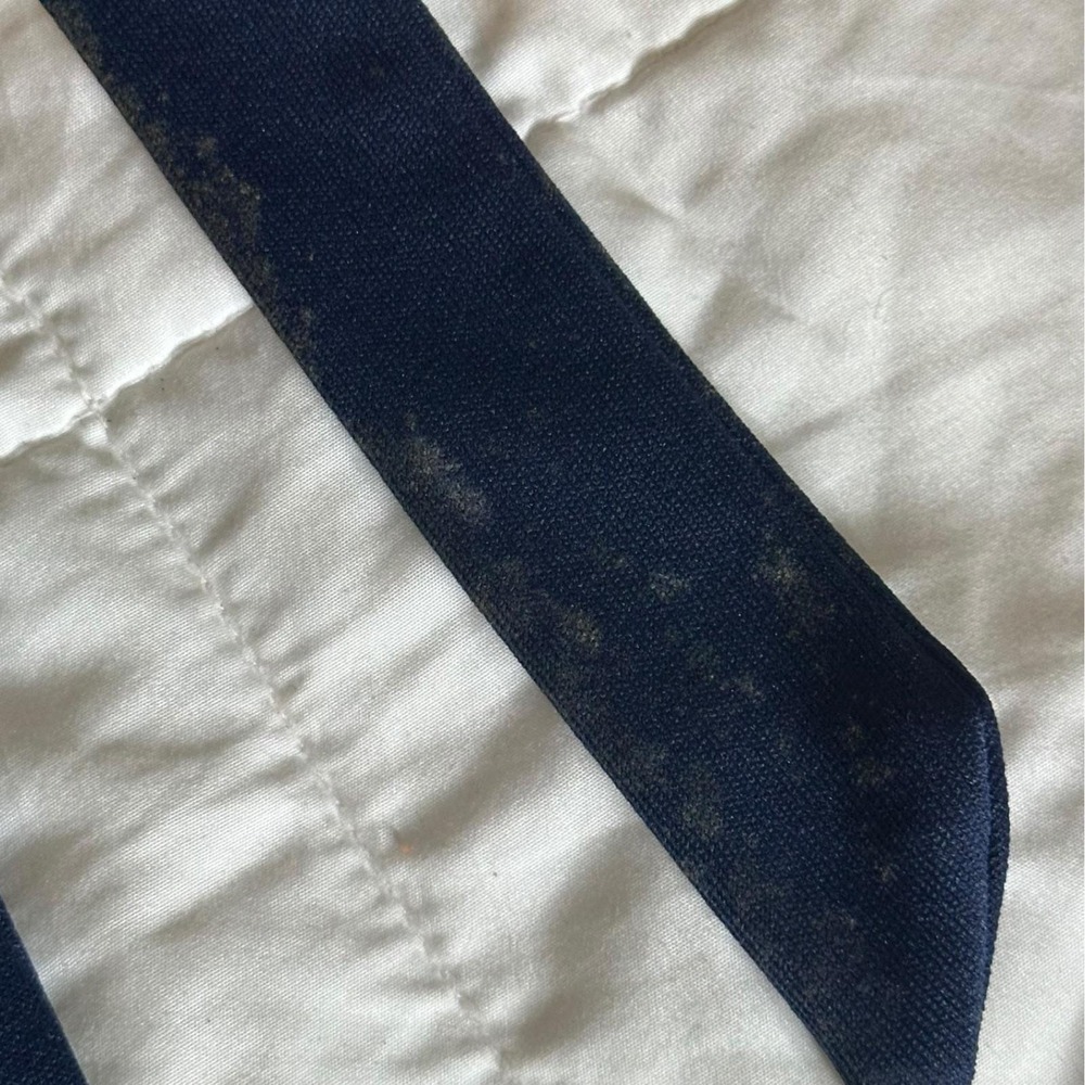 Vintage 70s Navy Blue Ruffle High Neck Maxi Dress Prairie Victorian Size XS - Picture 7 of 8